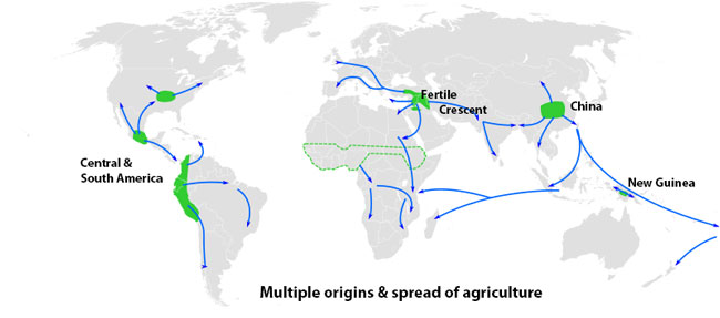 Centres origin agriculture map
